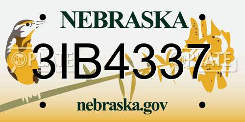 3IB4337 Nebraska License Plate