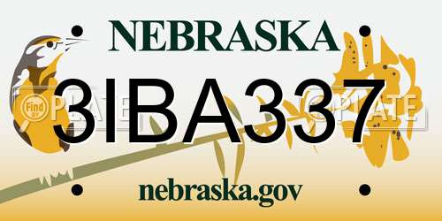 3IBA337 Nebraska License Plate