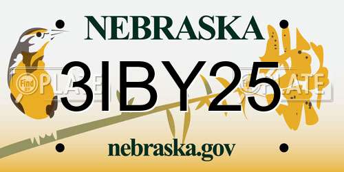 3IBY25 Nebraska License Plate