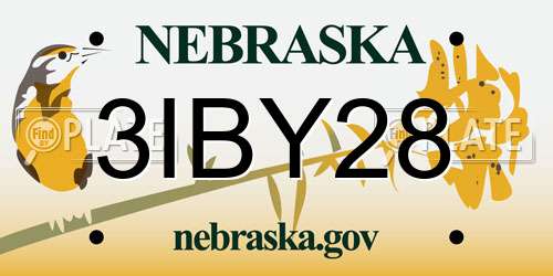 3IBY28 Nebraska License Plate