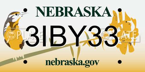 3IBY33 Nebraska License Plate