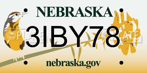 3IBY78 Nebraska License Plate