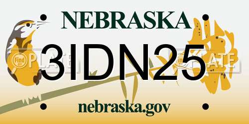 3IDN25 Nebraska License Plate