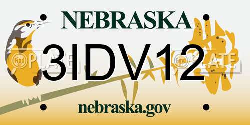 3IDV12 Nebraska License Plate