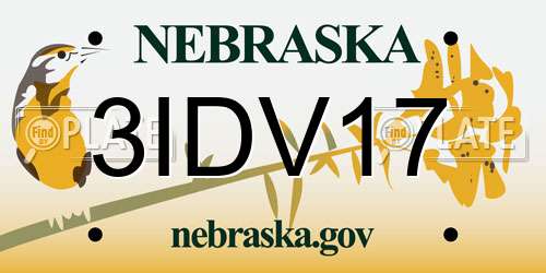3IDV17 Nebraska License Plate