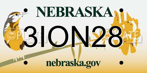 3ION28 Nebraska License Plate