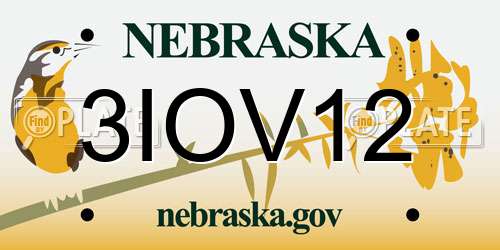 3IOV12 Nebraska License Plate