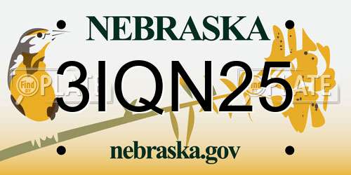 3IQN25 Nebraska License Plate