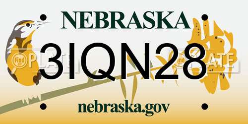 3IQN28 Nebraska License Plate