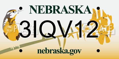 3IQV12 Nebraska License Plate