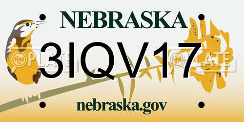 3IQV17 Nebraska License Plate