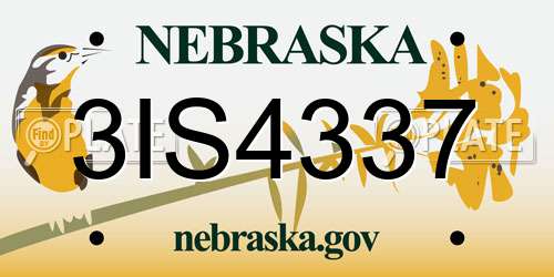 3IS4337 Nebraska License Plate