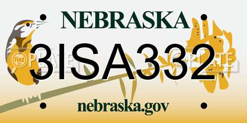 3ISA332 Nebraska License Plate