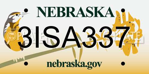 3ISA337 Nebraska License Plate