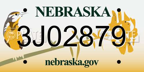 3J02879 Nebraska License Plate