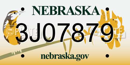 3J07879 Nebraska License Plate