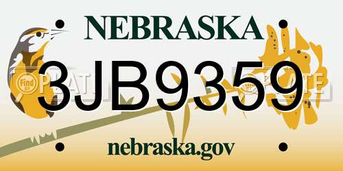 3JB9359 Nebraska License Plate