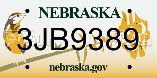 3JB9389 Nebraska License Plate