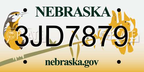 3JD7879 Nebraska License Plate