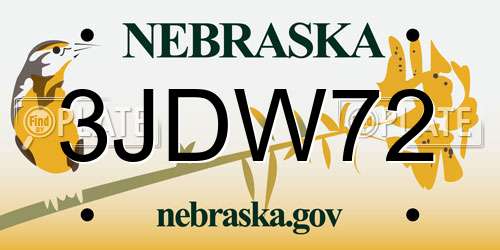 3JDW72 Nebraska License Plate