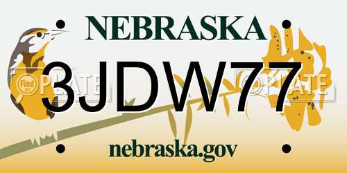 3JDW77 Nebraska License Plate
