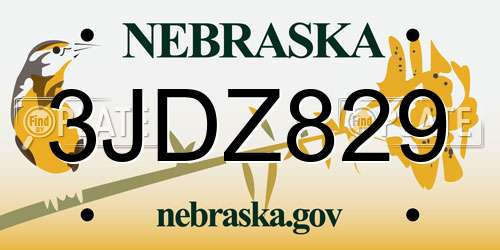 3JDZ829 Nebraska License Plate