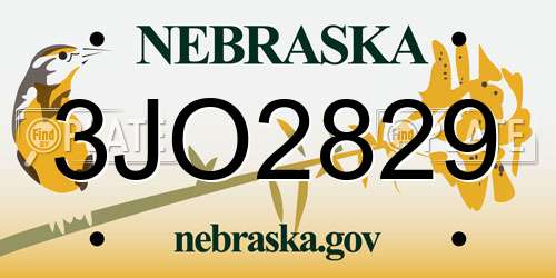 3JO2829 Nebraska License Plate