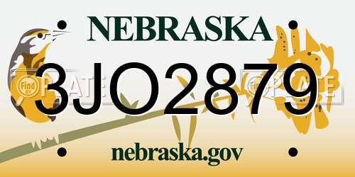 3JO2879 Nebraska License Plate