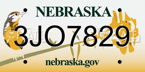 3JO7829 Nebraska License Plate