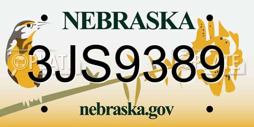 3JS9389 Nebraska License Plate