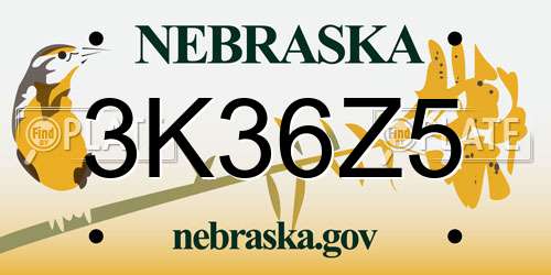 3K36Z5 Nebraska License Plate