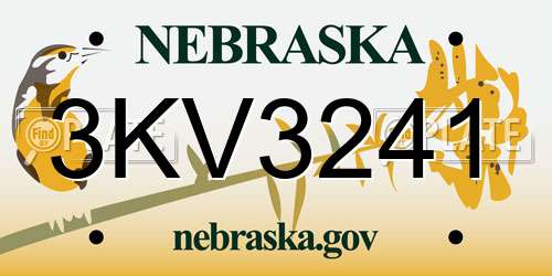 3KV3241 Nebraska License Plate