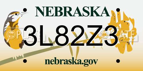 3L82Z3 Nebraska License Plate