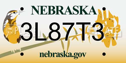 3L87T3 Nebraska License Plate