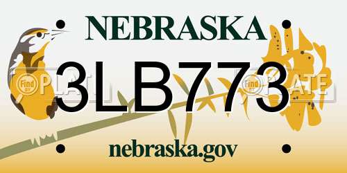 3LB773 Nebraska License Plate