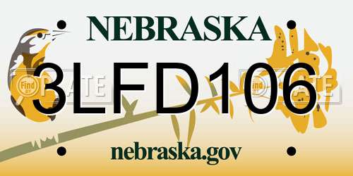 3LFD106 Nebraska License Plate