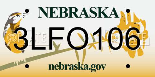 3LFO106 Nebraska License Plate