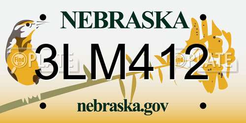 3LM412 Nebraska License Plate