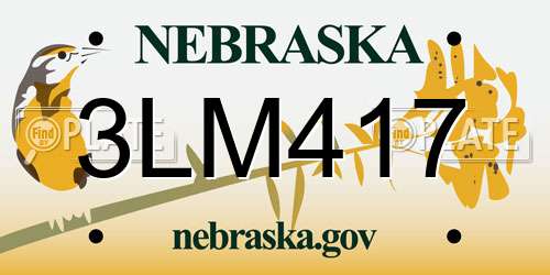 3LM417 Nebraska License Plate