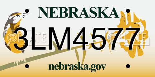 3LM4577 Nebraska License Plate