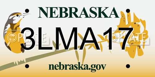3LMA17 Nebraska License Plate