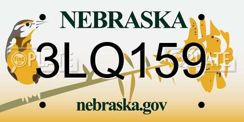 3LQ159 Nebraska License Plate