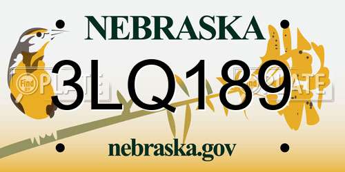 3LQ189 Nebraska License Plate
