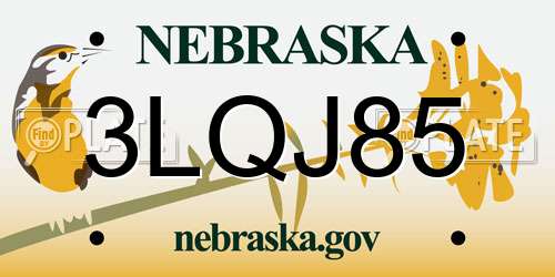 3LQJ85 Nebraska License Plate