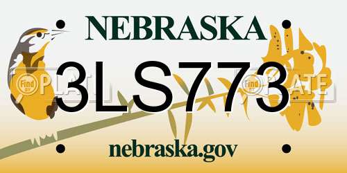 3LS773 Nebraska License Plate