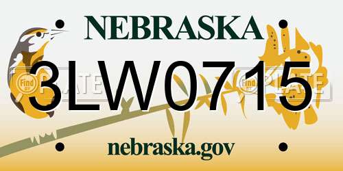 3LW0715 Nebraska License Plate