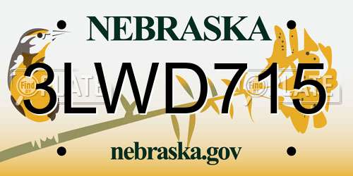 3LWD715 Nebraska License Plate