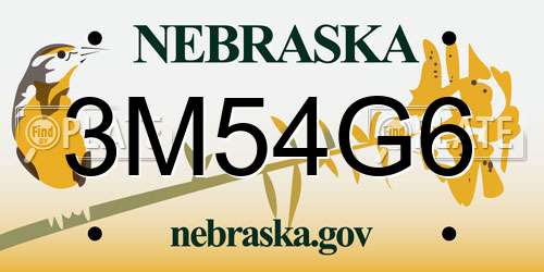 3M54G6 Nebraska License Plate