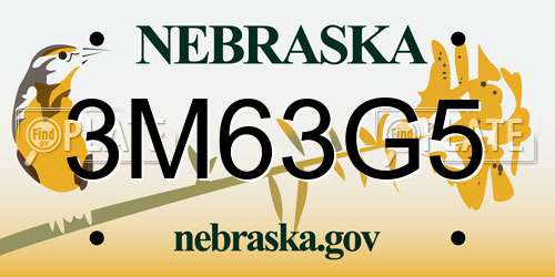 3M63G5 Nebraska License Plate