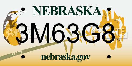 3M63G8 Nebraska License Plate